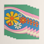 Groovy Colorful Retro Floral Daydream 60s 70s Flower Abstract Wrapping Paper Gallery Image 3