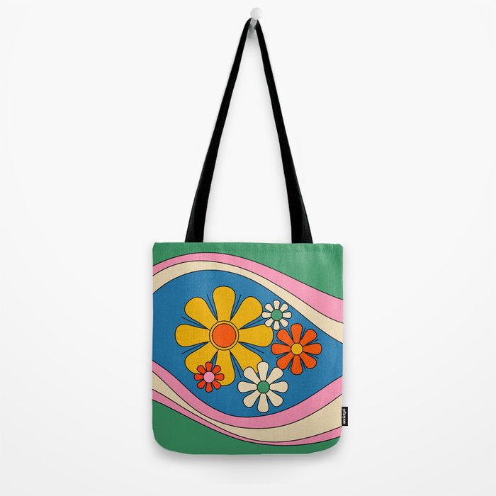 Groovy Colorful Retro Floral Daydream 60s 70s Flower Abstract Tote Bag Gallery Image 2