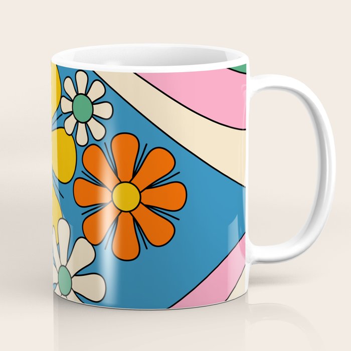 Groovy Colorful Retro Floral Daydream 60s 70s Flower Abstract Coffee Mug Gallery Image 1