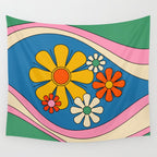 Groovy Colorful Retro Floral Daydream 60s 70s Flower Abstract Wall Tapestry Gallery Image 4