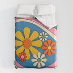 Groovy Colorful Retro Floral Daydream 60s 70s Flower Abstract Duvet Cover Gallery Image 6