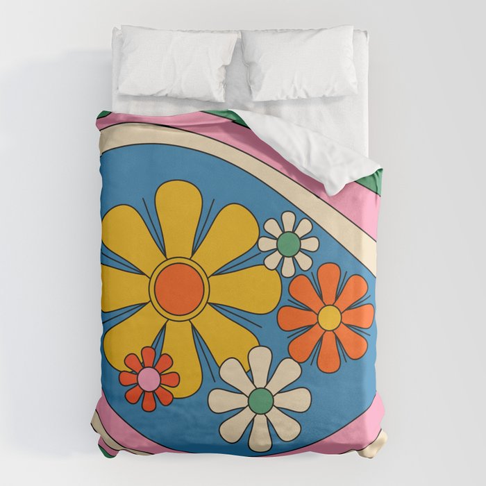 Groovy Colorful Retro Floral Daydream 60s 70s Flower Abstract Duvet Cover Gallery Image 6