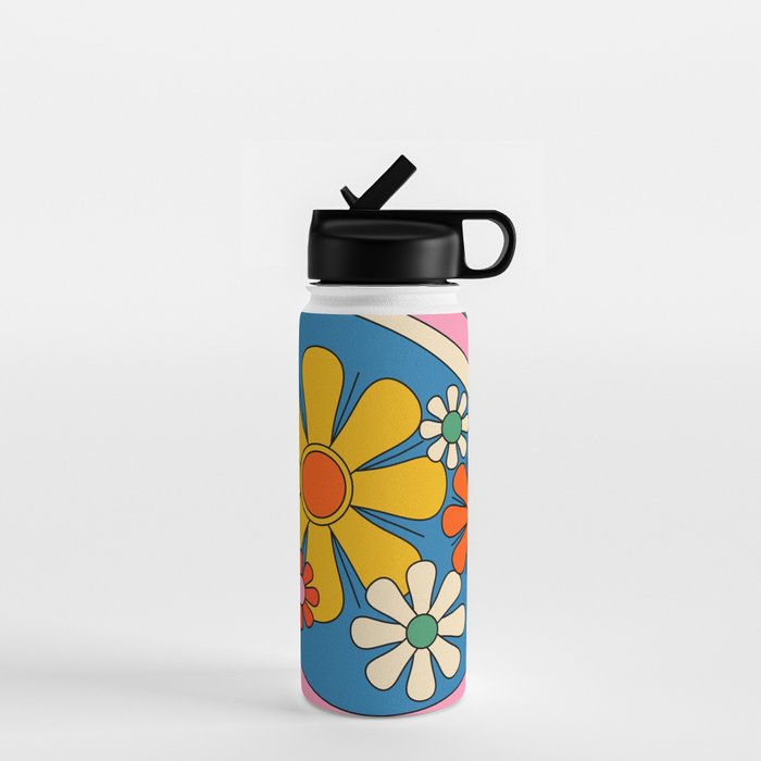 Groovy Colorful Retro Floral Daydream 60s 70s Flower Abstract Water Bottle Gallery Image 1