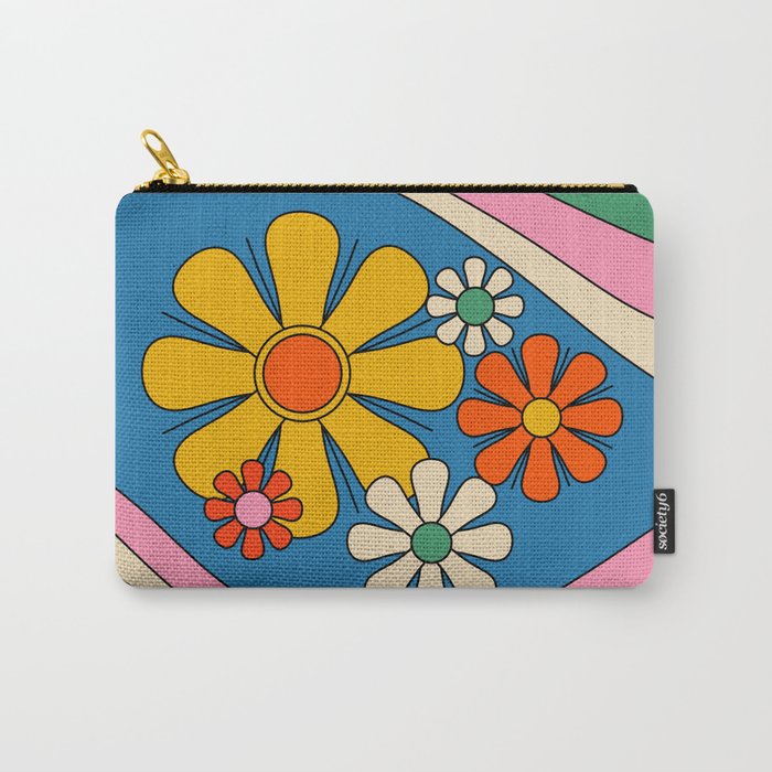Groovy Colorful Retro Floral Daydream 60s 70s Flower Abstract Carry All Pouch Gallery Image 1