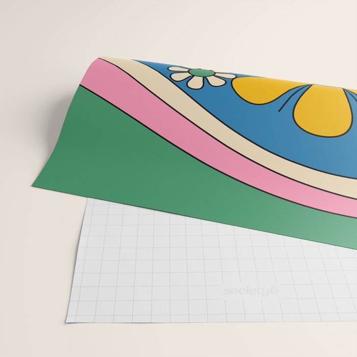 Groovy Colorful Retro Floral Daydream 60s 70s Flower Abstract Wrapping Paper Gallery Image 2