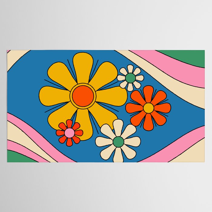 Groovy Colorful Retro Floral Daydream 60s 70s Flower Abstract Tablecloth Gallery Image 2