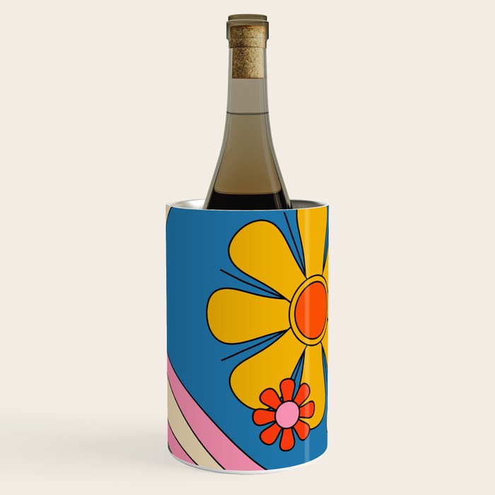 Groovy Colorful Retro Floral Daydream 60s 70s Flower Abstract Wine Chiller Gallery Image 2