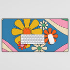 Groovy Colorful Retro Floral Daydream 60s 70s Flower Abstract Desk Mat Gallery Image 1