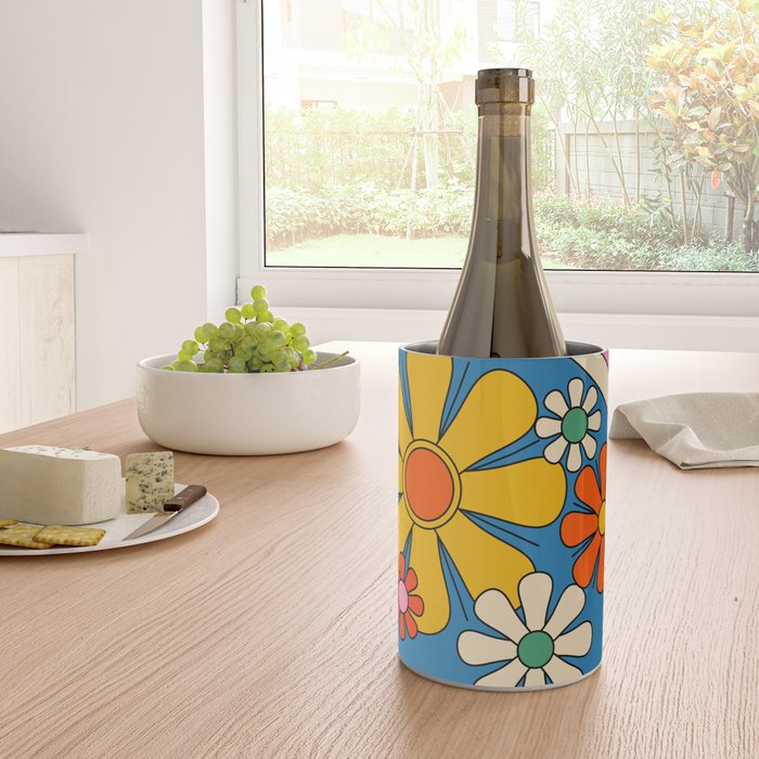 Groovy Colorful Retro Floral Daydream 60s 70s Flower Abstract Wine Chiller Gallery Image 4