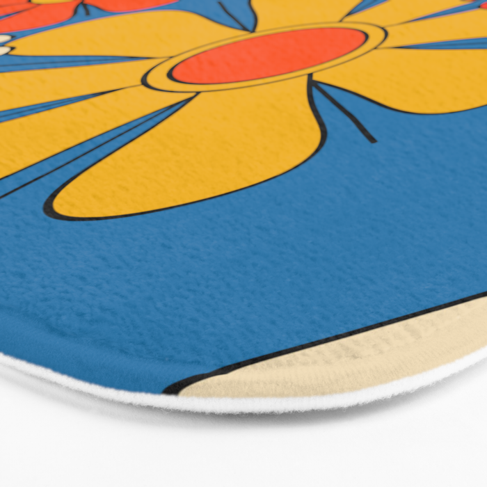 Groovy Colorful Retro Floral Daydream 60s 70s Flower Abstract Bath Mat Gallery Image 3