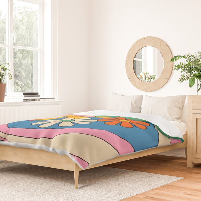 Groovy Colorful Retro Floral Daydream 60s 70s Flower Abstract Duvet Cover Gallery Image 2