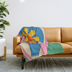 Groovy Colorful Retro Floral Daydream 60s 70s Flower Abstract Throw Blanket Gallery Image 1