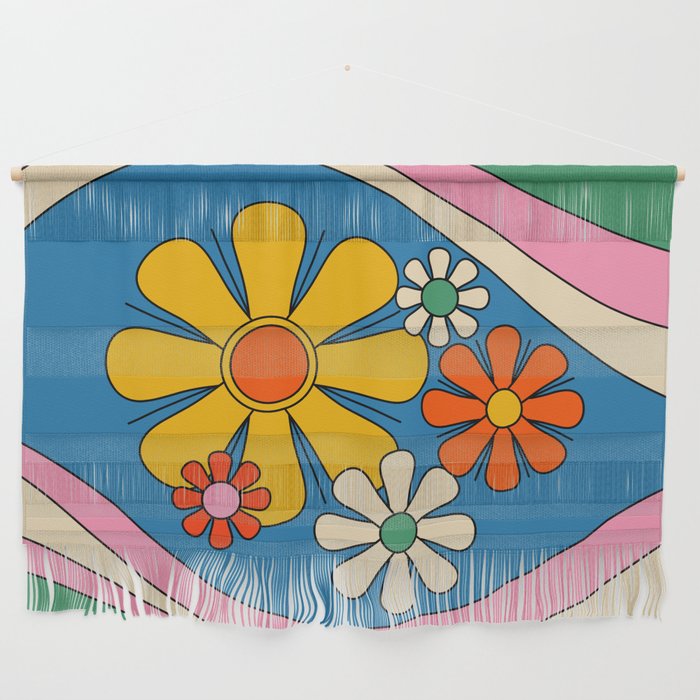 Groovy Colorful Retro Floral Daydream 60s 70s Flower Abstract Wall Hanging Gallery Image 1