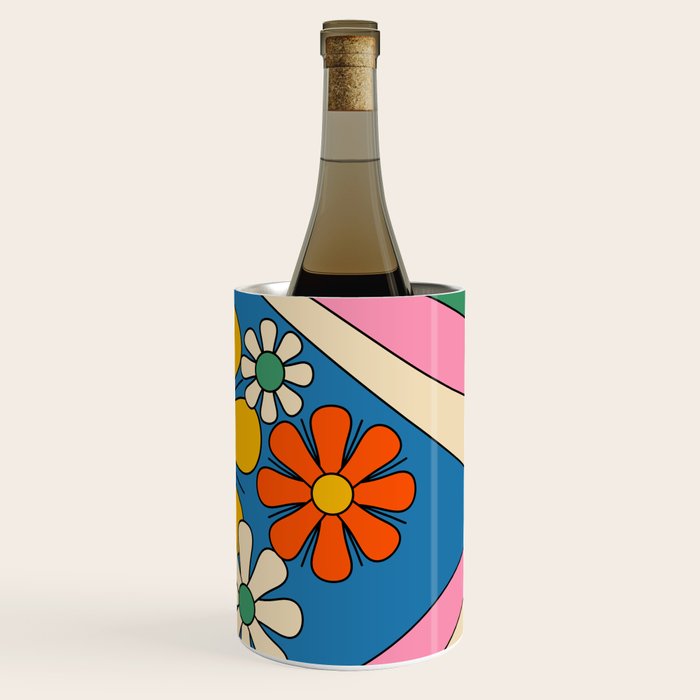 Groovy Colorful Retro Floral Daydream 60s 70s Flower Abstract Wine Chiller Gallery Image 3