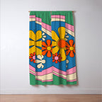 Groovy Colorful Retro Floral Daydream 60s 70s Flower Abstract Window Curtain Gallery Image 3