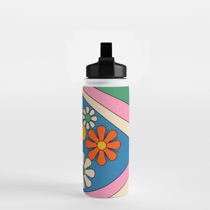 Groovy Colorful Retro Floral Daydream 60s 70s Flower Abstract Water Bottle Gallery Image 2