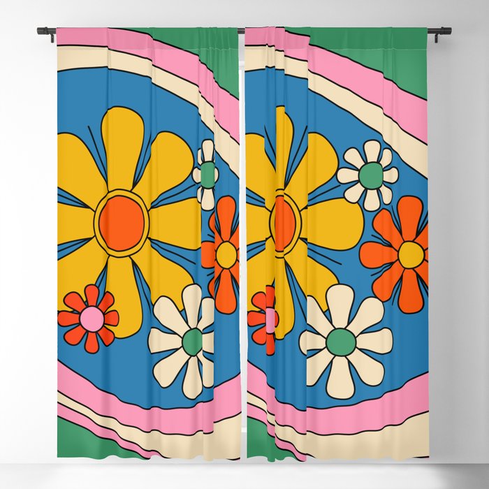 Groovy Colorful Retro Floral Daydream 60s 70s Flower Abstract Window Curtain Gallery Image 5