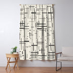 Mid-Century Modern Kinetikos Pattern in Charcoal Gray and Cream Window Curtain Gallery Image 5