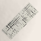 Mid-Century Modern Kinetikos Pattern in Charcoal Gray and Cream Yoga Mat Gallery Image 1