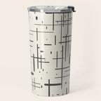 Mid-Century Modern Kinetikos Pattern in Charcoal Gray and Cream Travel Mug Gallery Image 2