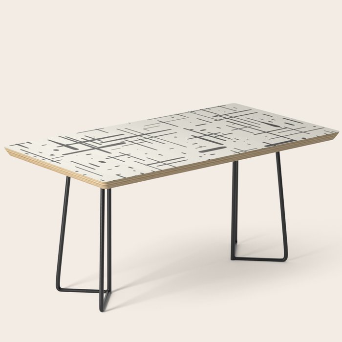 Mid-Century Modern Kinetikos Pattern in Charcoal Gray and Cream Coffee Table Gallery Image 1