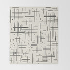 Mid-Century Modern Kinetikos Pattern in Charcoal Gray and Cream Throw Blanket Gallery Image 2
