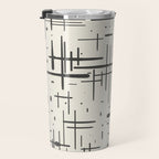 Mid-Century Modern Kinetikos Pattern in Charcoal Gray and Cream Travel Mug Gallery Image 3