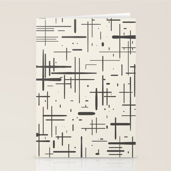 Mid-Century Modern Kinetikos Pattern in Charcoal Gray and Cream Stationery Card Gallery Image 1