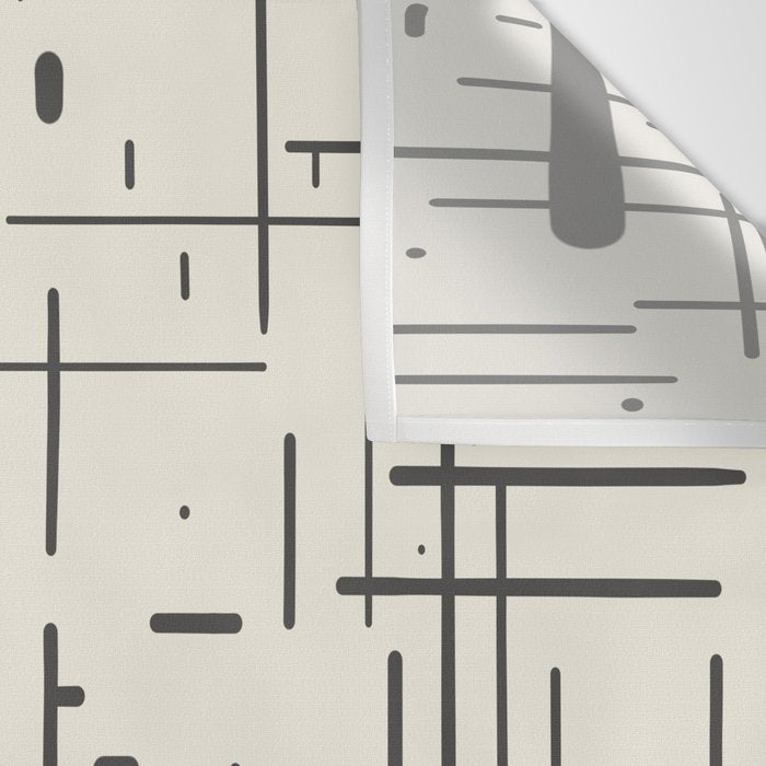 Mid-Century Modern Kinetikos Pattern in Charcoal Gray and Cream Wall Tapestry Gallery Image 3