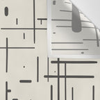 Mid-Century Modern Kinetikos Pattern in Charcoal Gray and Cream Wall Tapestry Gallery Image 3