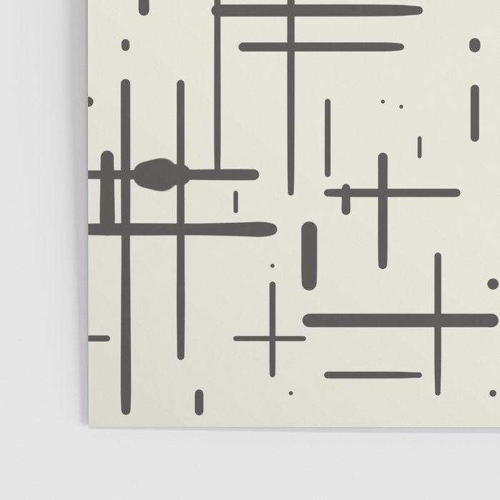 Mid-Century Modern Kinetikos Pattern in Charcoal Gray and Cream Poster Gallery Image 3