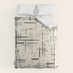 Mid-Century Modern Kinetikos Pattern in Charcoal Gray and Cream Duvet Cover Gallery Image 6