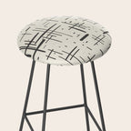 Mid-Century Modern Kinetikos Pattern in Charcoal Gray and Cream Stool Gallery Image 2