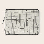 Mid-Century Modern Kinetikos Pattern in Charcoal Gray and Cream Laptop Sleeve Gallery Image 1