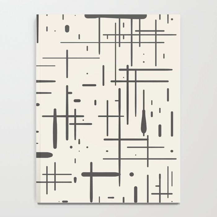 Mid-Century Modern Kinetikos Pattern in Charcoal Gray and Cream Notebook Gallery Image 4