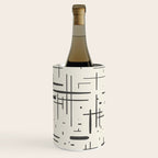 Mid-Century Modern Kinetikos Pattern in Charcoal Gray and Cream Wine Chiller Gallery Image 1