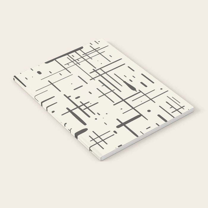 Mid-Century Modern Kinetikos Pattern in Charcoal Gray and Cream Notebook Gallery Image 2