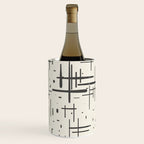 Mid-Century Modern Kinetikos Pattern in Charcoal Gray and Cream Wine Chiller Gallery Image 2