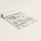 Mid-Century Modern Kinetikos Pattern in Charcoal Gray and Cream Yoga Mat Gallery Image 2