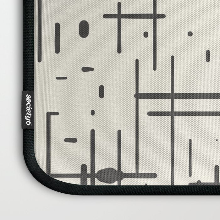 Mid-Century Modern Kinetikos Pattern in Charcoal Gray and Cream Laptop Sleeve Gallery Image 3