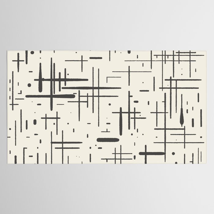 Mid-Century Modern Kinetikos Pattern in Charcoal Gray and Cream Tablecloth Gallery Image 2