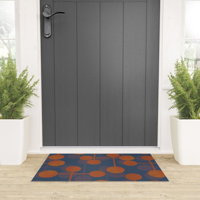 blue and orange midcentury dots pattern Welcome Mat Gallery Image 3