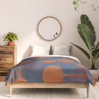 blue and orange midcentury dots pattern Comforter Gallery Image 3