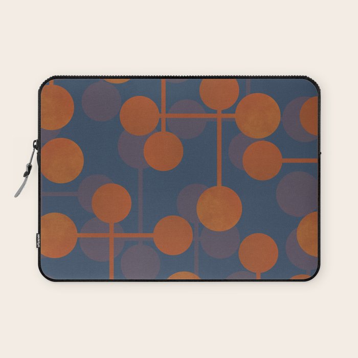 blue and orange midcentury dots pattern Laptop Sleeve Gallery Image 1