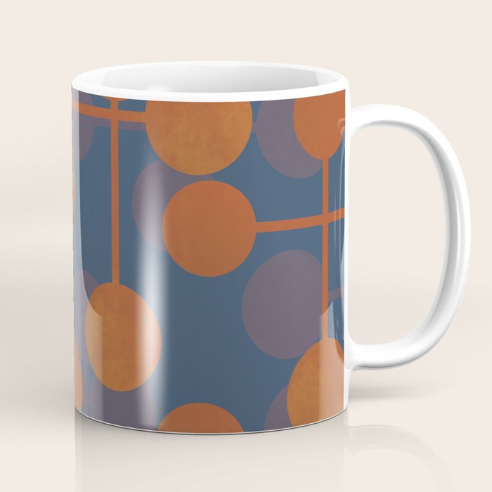 blue and orange midcentury dots pattern Coffee Mug Gallery Image 1