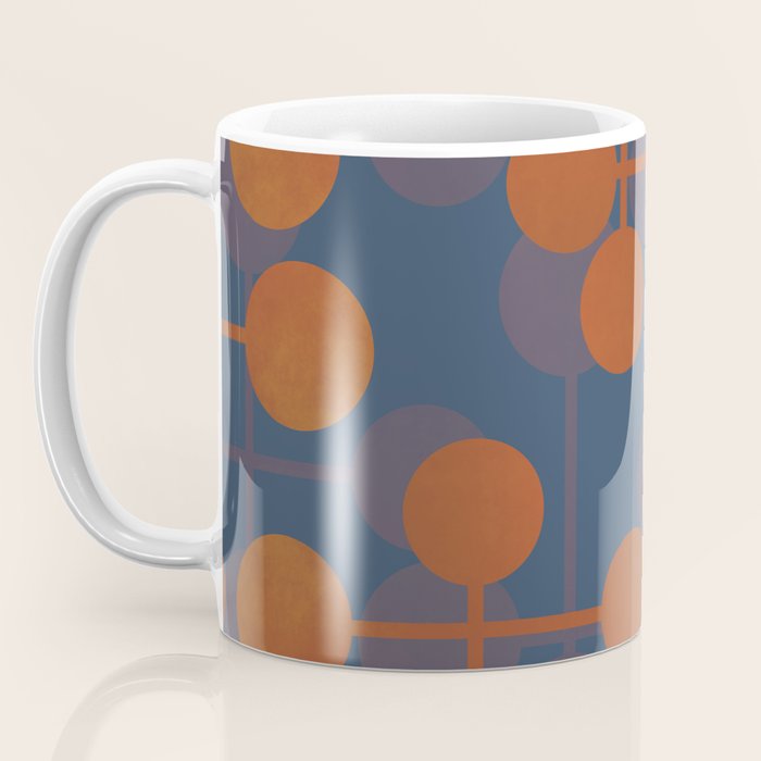 blue and orange midcentury dots pattern Coffee Mug Gallery Image 3