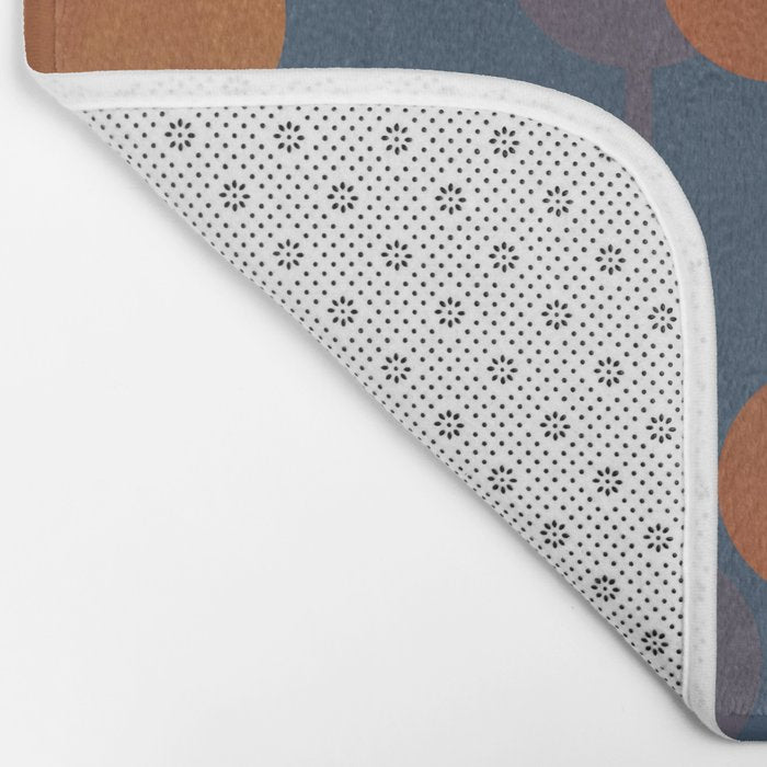blue and orange midcentury dots pattern Bath Mat Gallery Image 2