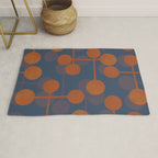 blue and orange midcentury dots pattern Rug Gallery Image 1