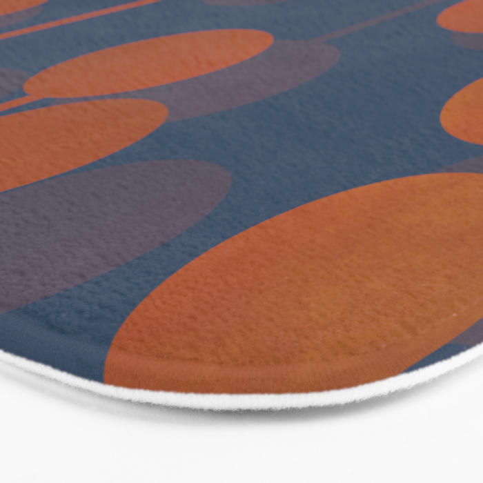 blue and orange midcentury dots pattern Bath Mat Gallery Image 3