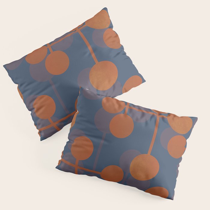 blue and orange midcentury dots pattern Pillow Sham Gallery Image 3